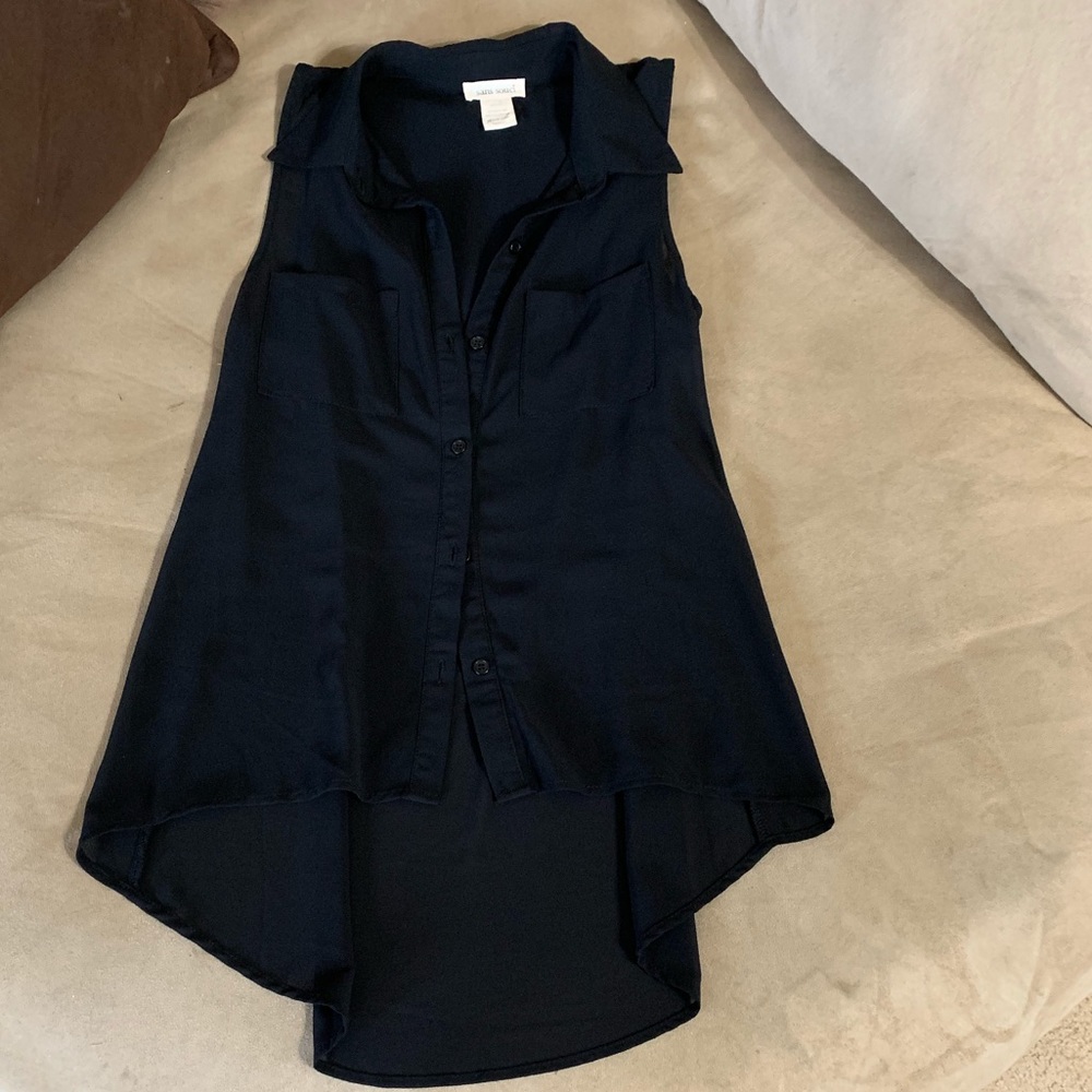 black see through no sleeve shirt